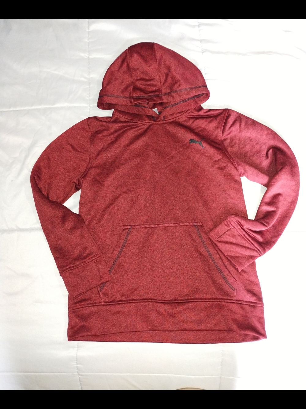 Puma Maroon Red Hooded Pullover Sweatshirt